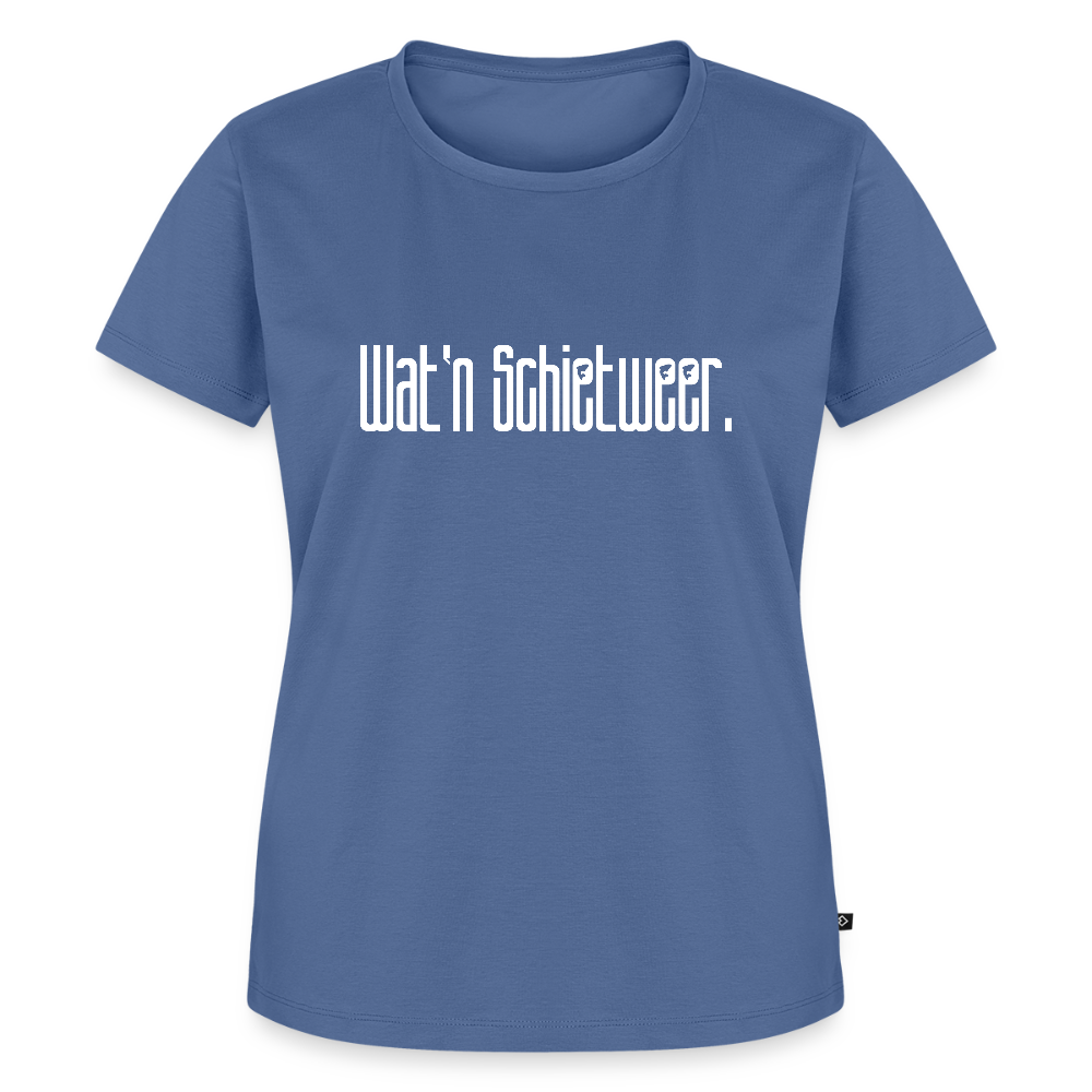 Damen Premium Bio T-Shirt - wat'n Schietweer (weiss) - Taubenblau