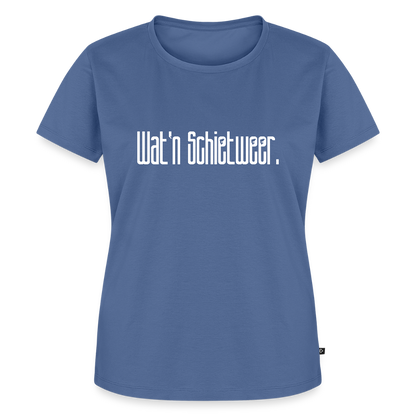 Damen Premium Bio T-Shirt - wat'n Schietweer (weiss) - Taubenblau