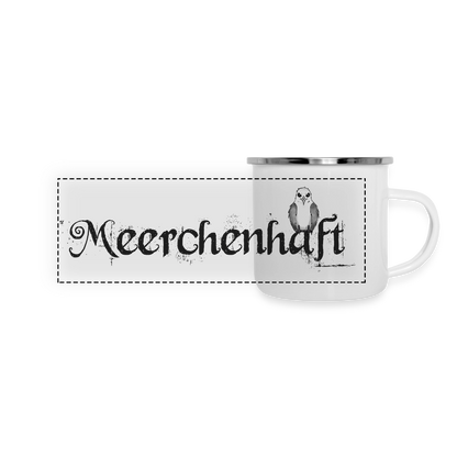 Meerchenhaft Emaille-Tasse mit norischen Panorama Motiv - Weiß