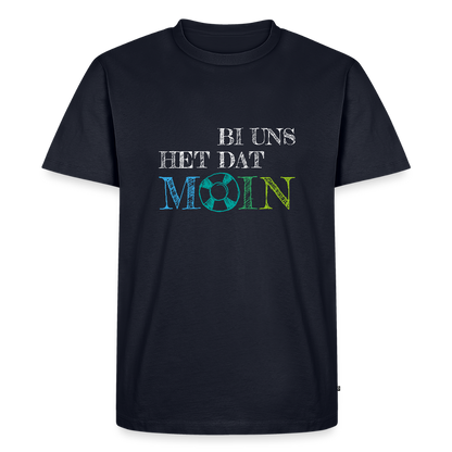 Herren Premium Bio T-Shirt - Bi uns het dat Moin (weiss) - Navy