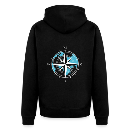 Herren Premium Kapuzenjacke - Kompass (weiss) - Schwarz
