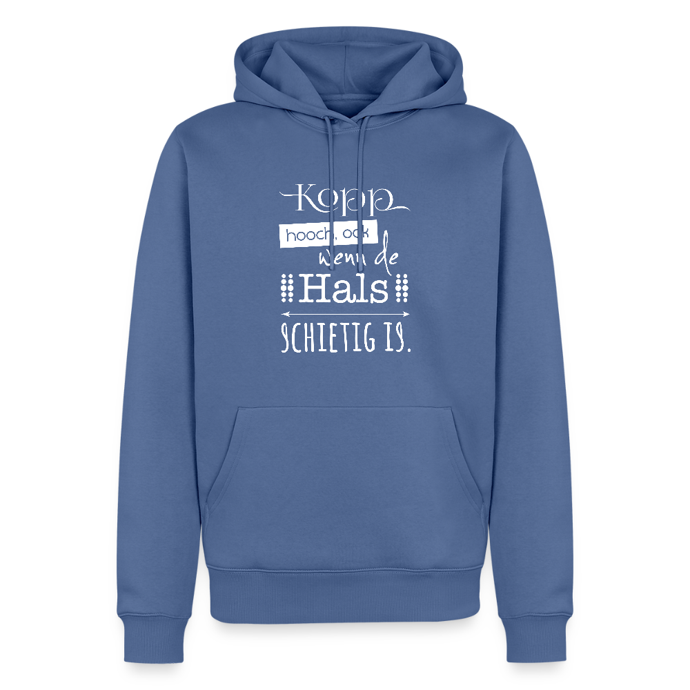 Herren Premium Hoodie - Kopp hooch (weiss) - Taubenblau