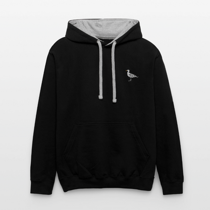 Möwe - Unisex Kontrast-Hoodie - Schwarz/Grau meliert