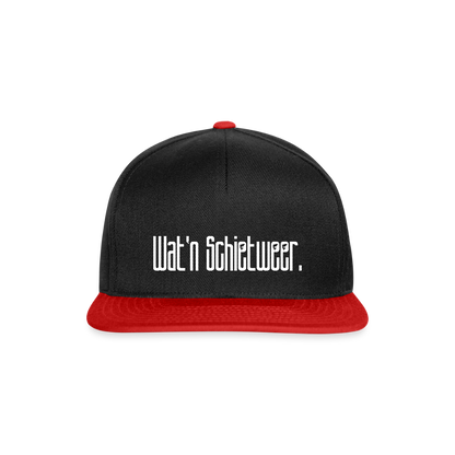 Snapback Cap - wat'n Schietweer (weiss) - Schwarz/Rot