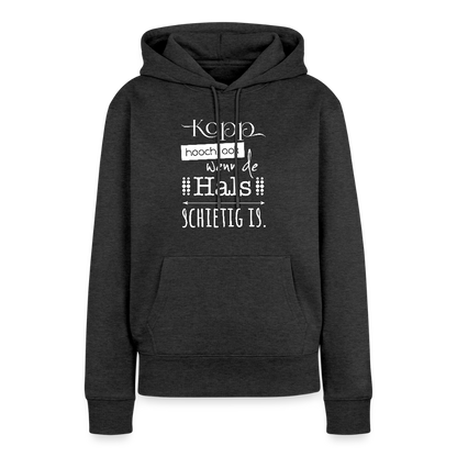 Damen Premium Hoodie - Kopp hooch (weiss) - Anthrazit meliert