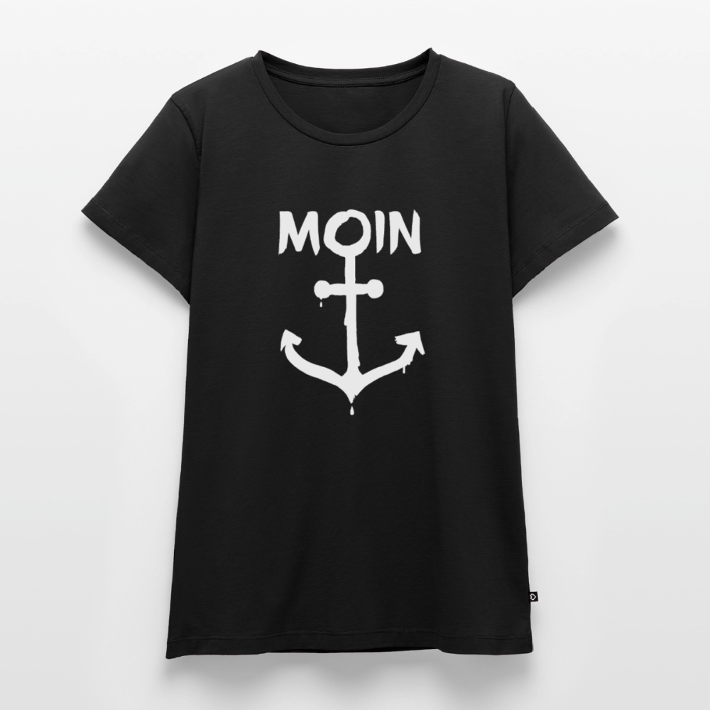 Damen Premium Bio T-Shirt - Moin Anker (weiss) - Schwarz