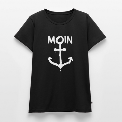 Damen Premium Bio T-Shirt - Moin Anker (weiss) - Schwarz