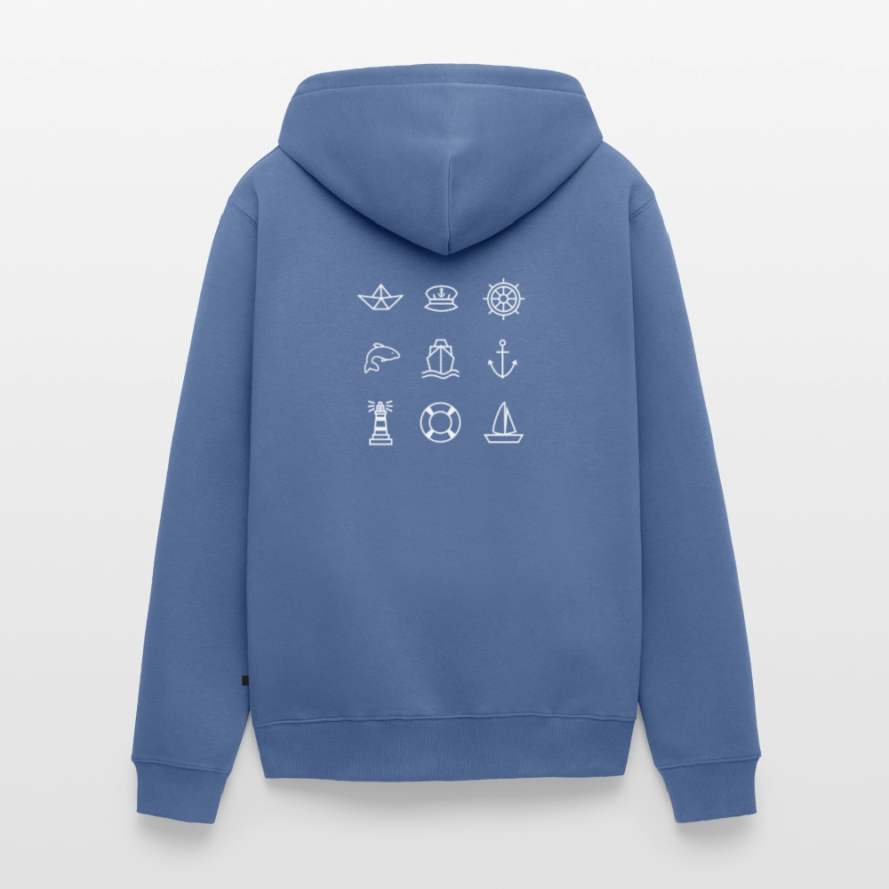 Herren Premium Kapuzenjacke - Nautik Doodles (weiss) - Taubenblau