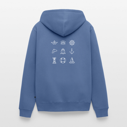 Herren Premium Kapuzenjacke - Nautik Doodles (weiss) - Taubenblau