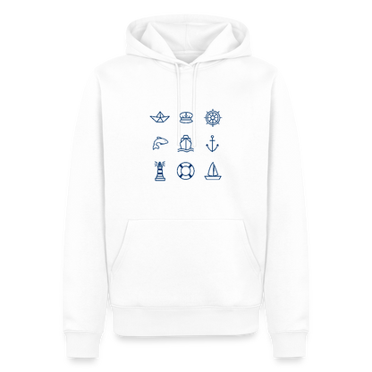 Herren Premium Hoodie - Nautik Doodles - Weiß