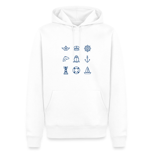 Herren Premium Hoodie - Nautik Doodles - Weiß