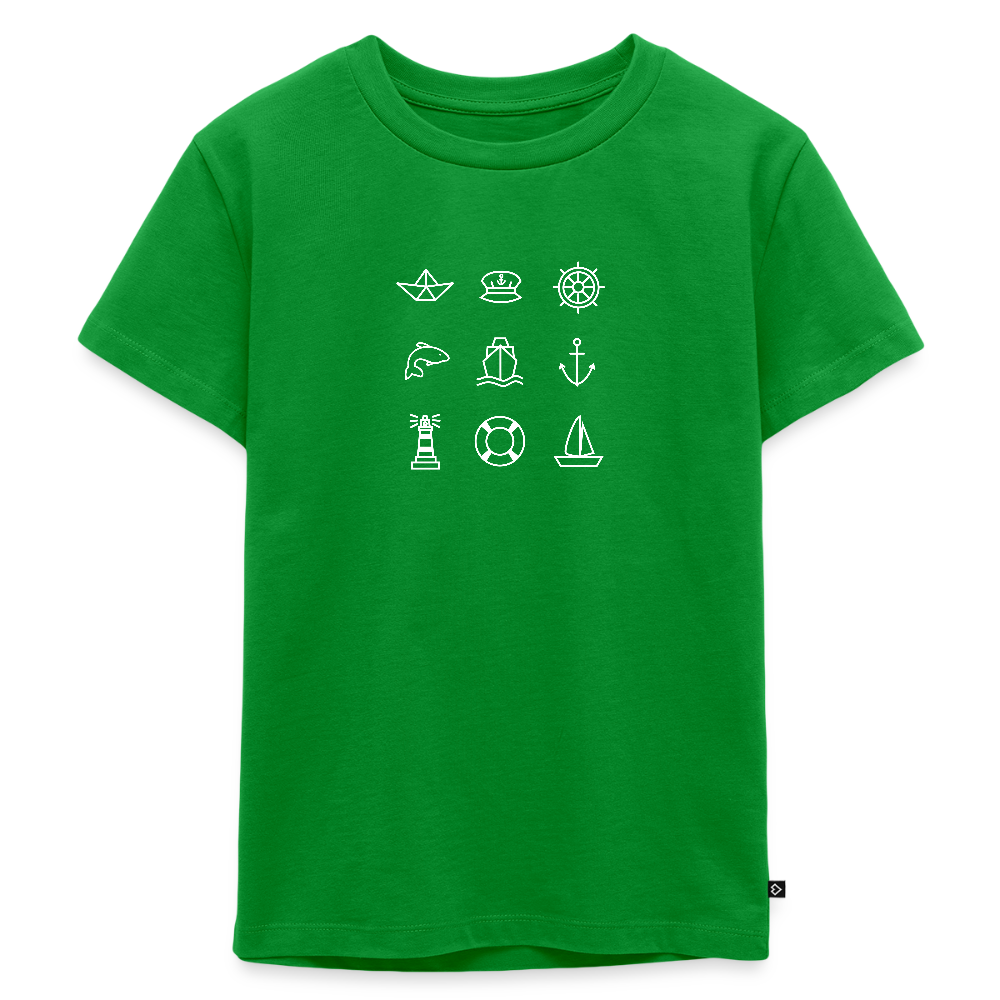 Kinder Premium T-Shirt - Nautik Doodles (weiss) - Grün