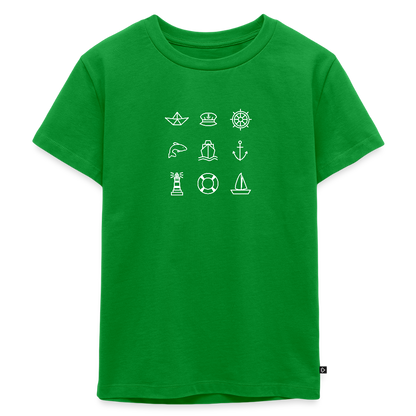 Kinder Premium T-Shirt - Nautik Doodles (weiss) - Grün
