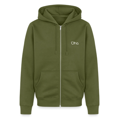 Oha (weiß) - Herren Premium Kapuzenjacke - Khaki