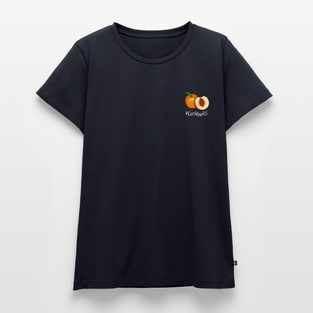 Damen Premium Bio T-Shirt - Plüschappel (weiß) - Navy