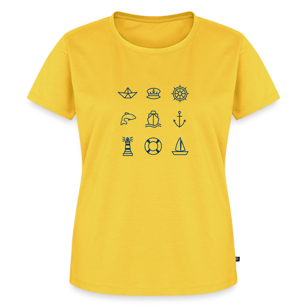 Damen Premium Bio T-Shirt - Nautik Doodles - Gelb