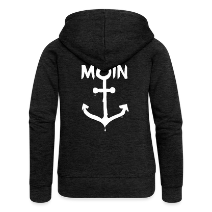 Frauen Premium Kapuzenjacke - Moin Anker (weiss) - Anthrazit