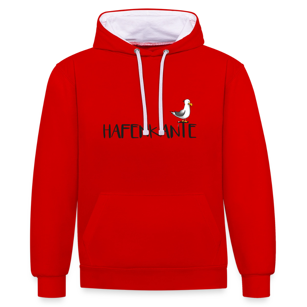 Hafenkante - Unisex Kontrast-Hoodie - Rot/Weiß