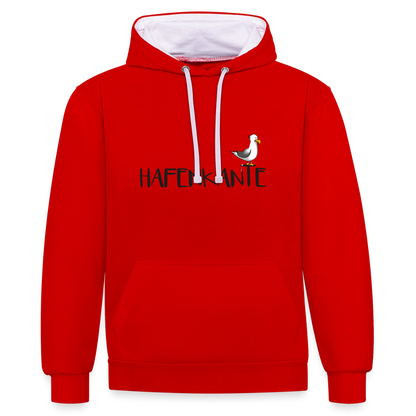 Hafenkante - Unisex Kontrast-Hoodie - Rot/Weiß