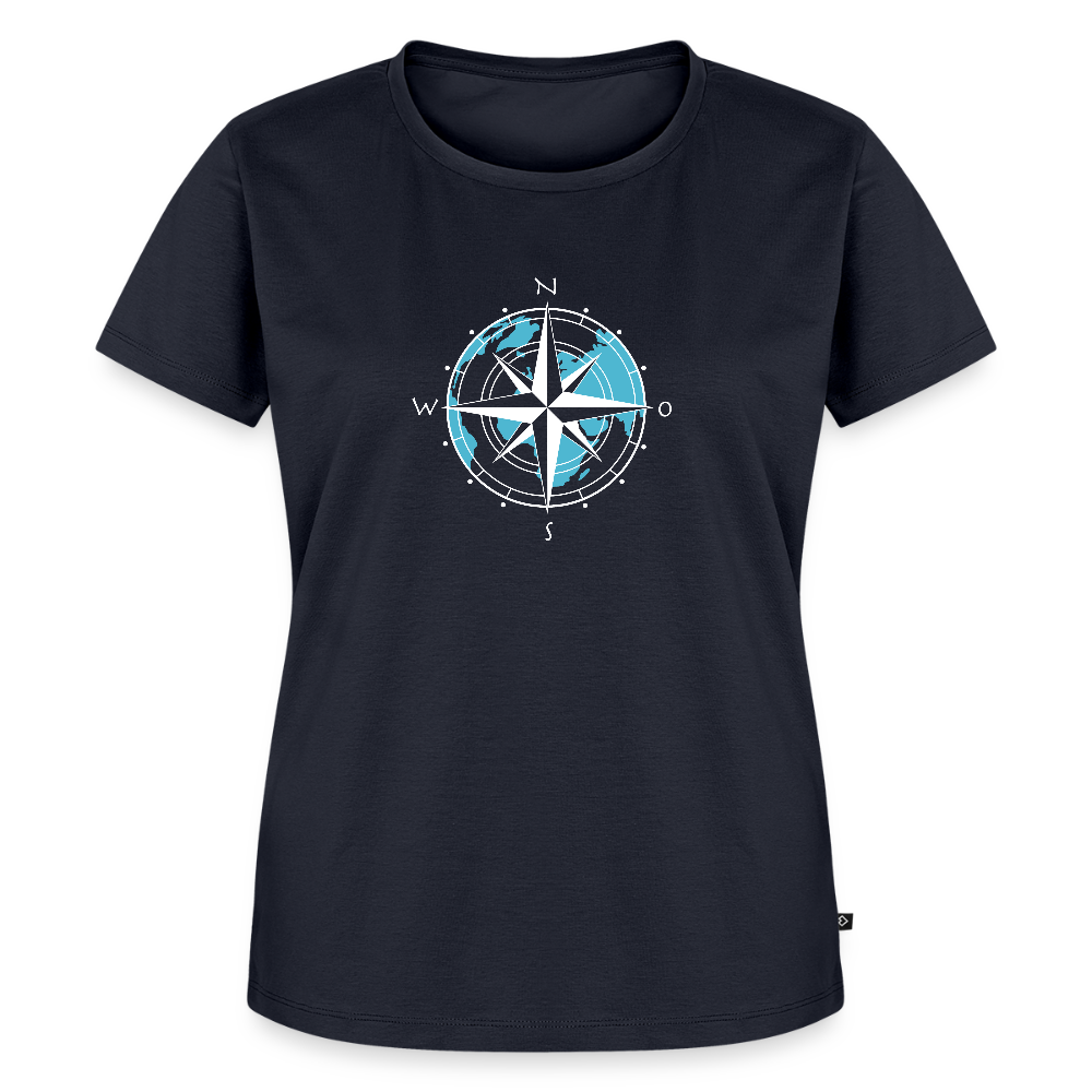 Damen Premium Bio T-Shirt - Kompass (weiss) - Navy