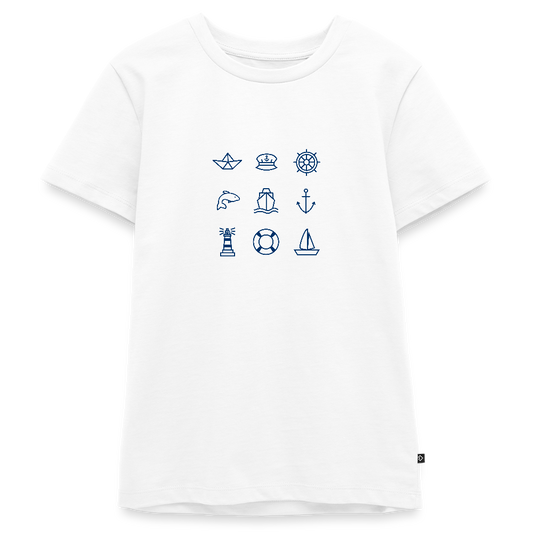Teenager Premium T-Shirt - Nautik Doodles - Weiß