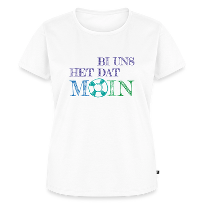 Damen Premium Bio T-Shirt - Bi uns het dat Moin - Weiß