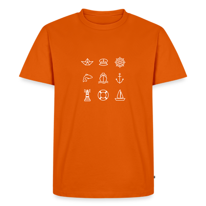 Herren Premium Bio T-Shirt - Nautik Doodles (weiss) - Orange 