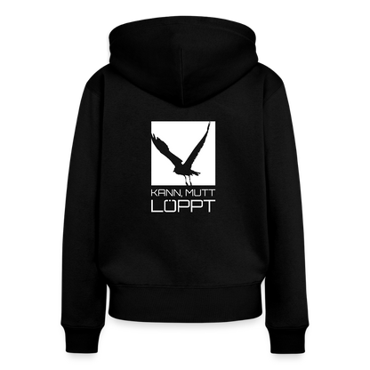 Frauen Premium Kapuzenjacke - kann, mutt, löppt - Schwarz