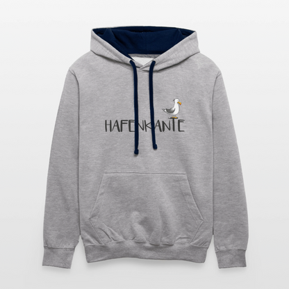 Hafenkante - Unisex Kontrast-Hoodie - Grau meliert/Navy