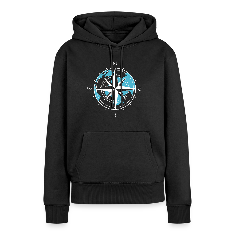Damen Premium Hoodie - Kompass (weiss) - Schwarz