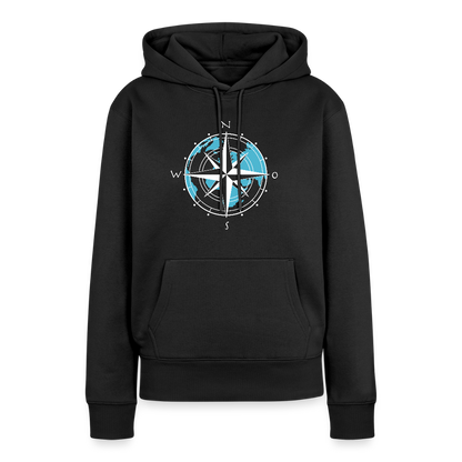 Damen Premium Hoodie - Kompass (weiss) - Schwarz