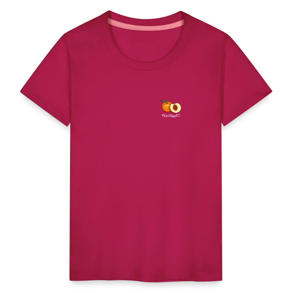 Kinder Premium T-Shirt - Plüschappel (weiss) - dunkles Pink