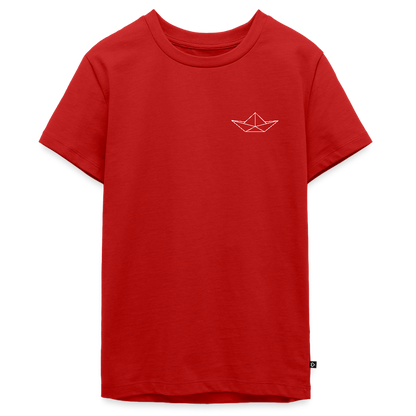 Teenager Premium T-Shirt - Origami Boot (weiss) - Rot