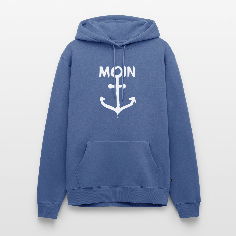 Herren Premium Hoodie - Moin Anker (weiss) - Taubenblau