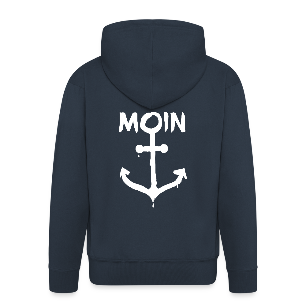 Herren Premium Kapuzenjacke - Moin Anker (weiss) - Navy