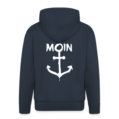 Herren Premium Kapuzenjacke - Moin Anker (weiss) - Navy