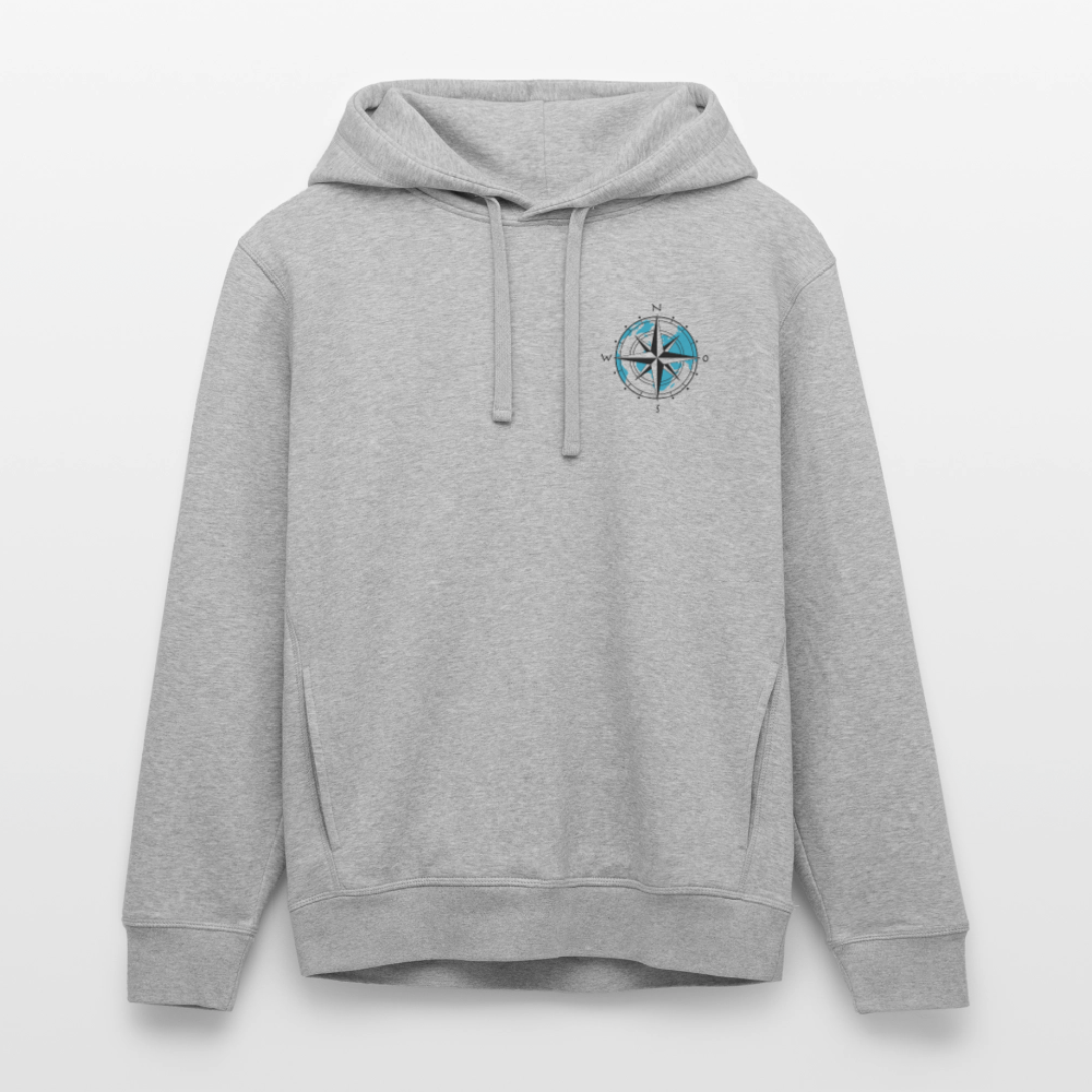 Unisex Bio-Hoodie - Kompass - Grau meliert