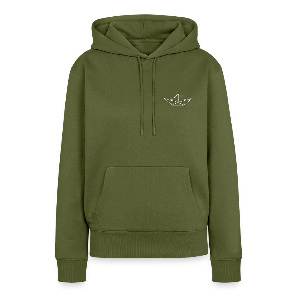 Damen Premium Hoodie - Origami Boot (weiss) - Khaki
