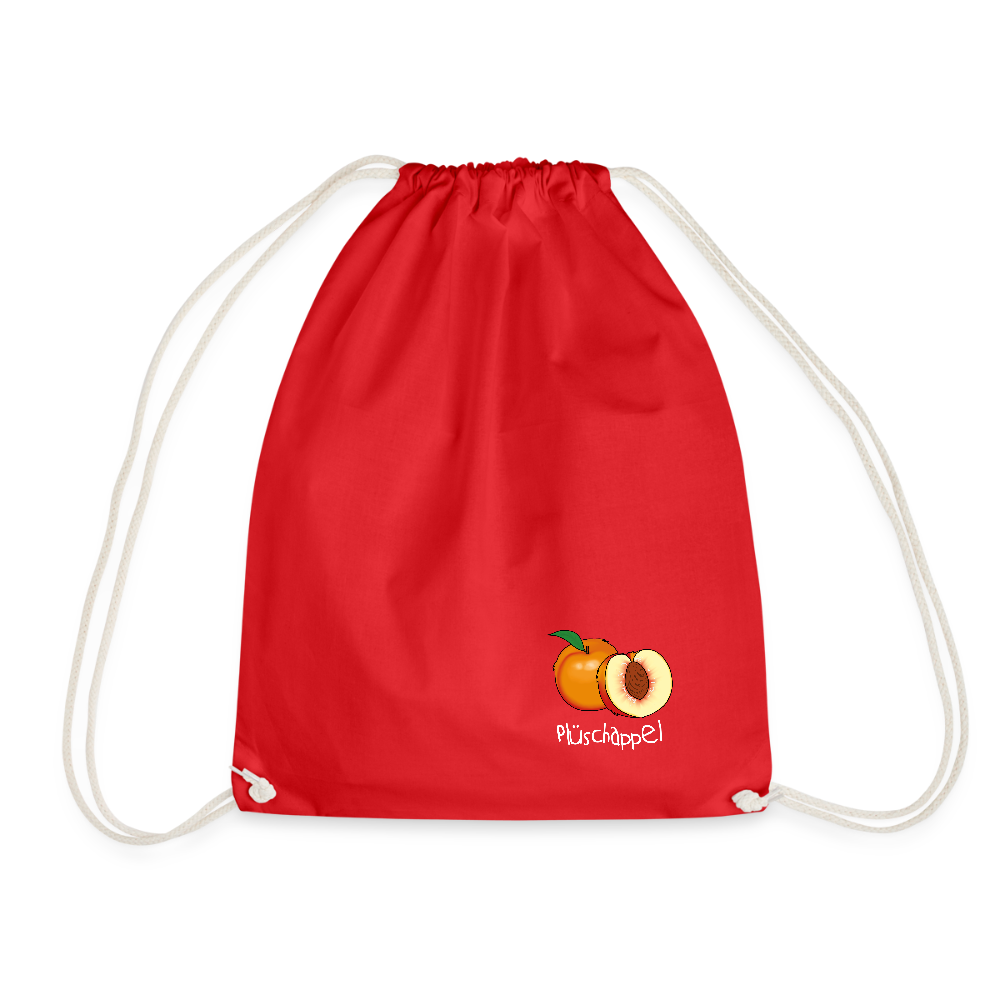 Turnbeutel - Plüschappel weiß - Rot