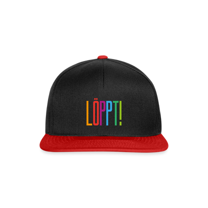 Snapback Cap - Löppt! - Schwarz/Rot