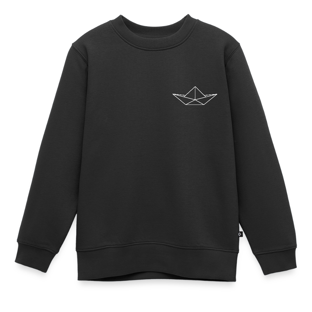Kinder Premium Pullover - Origami Boot (weiss) - Schwarz