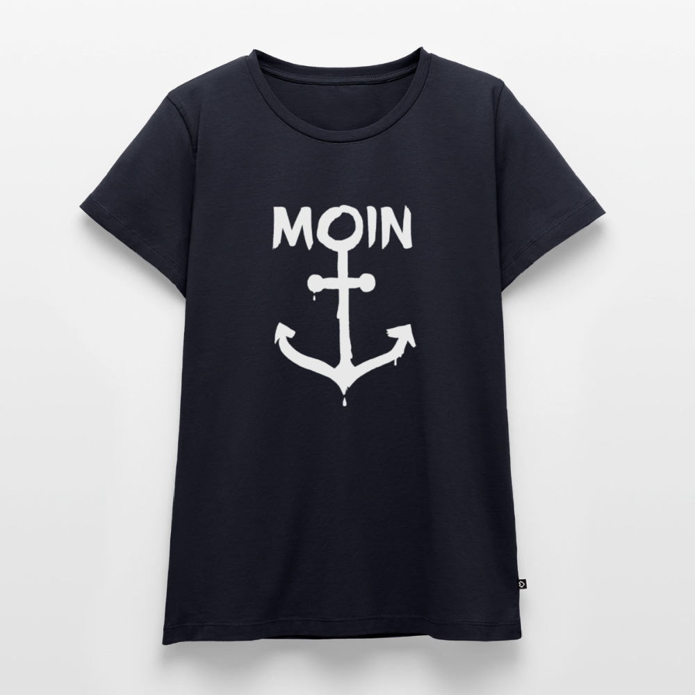 Damen Premium Bio T-Shirt - Moin Anker (weiss) - Navy