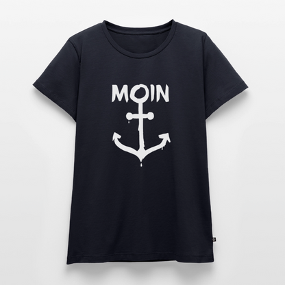 Damen Premium Bio T-Shirt - Moin Anker (weiss) - Navy