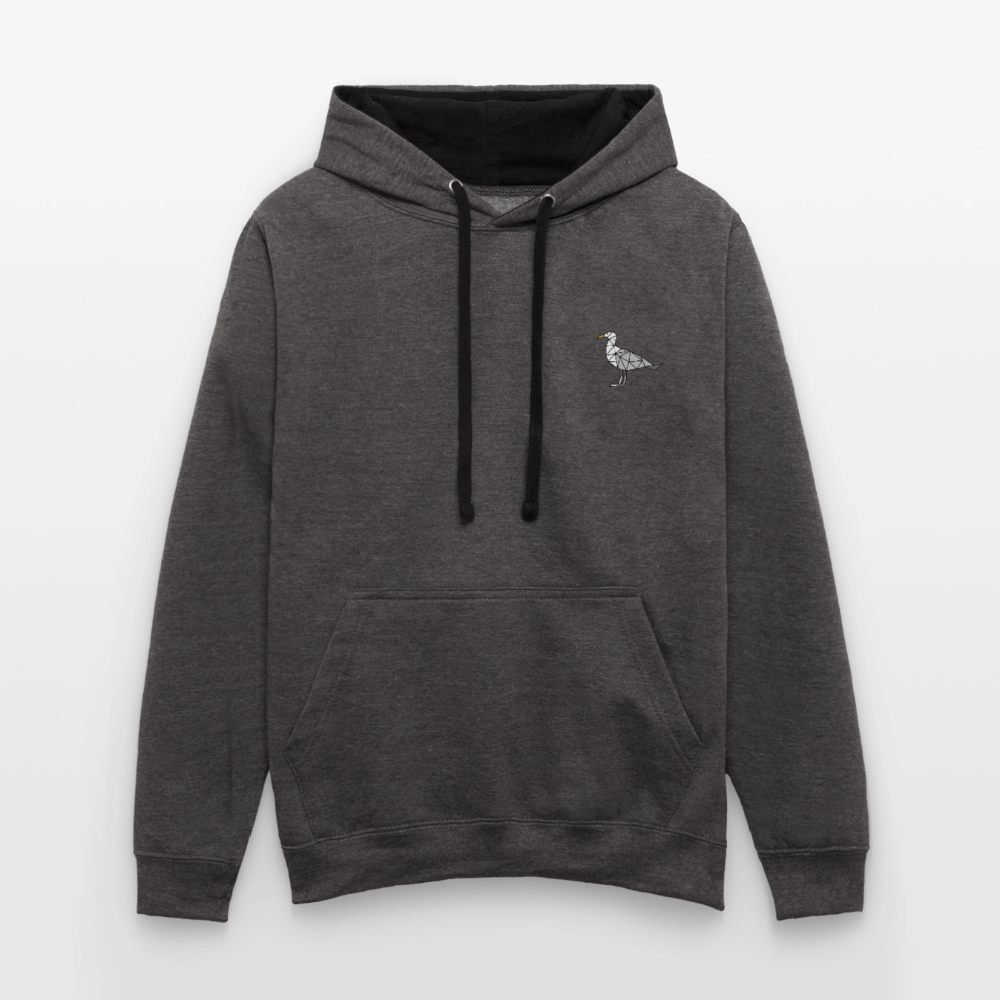 Möwe - Unisex Kontrast-Hoodie - Anthrazit/Schwarz