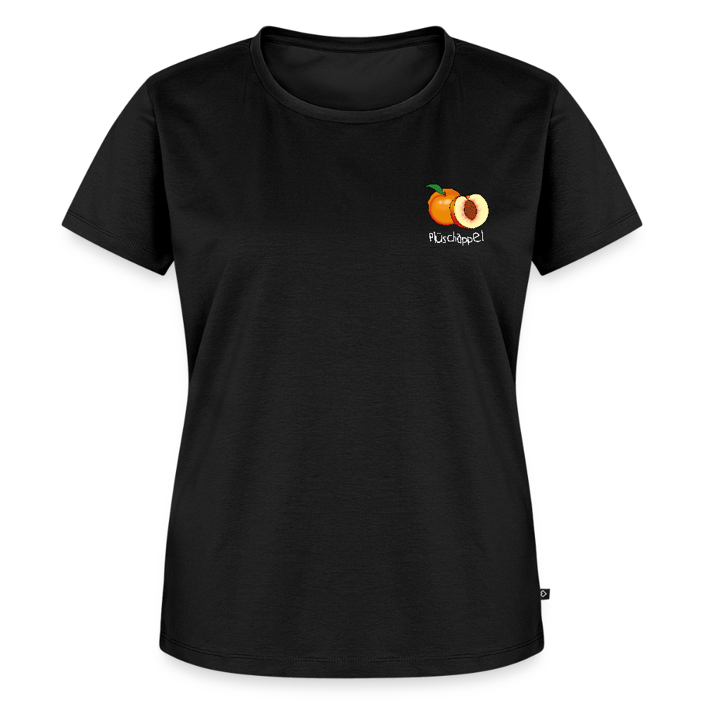 Damen Premium Bio T-Shirt - Plüschappel (weiß) - Schwarz