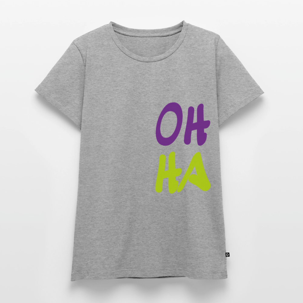 Damen Premium Bio T-Shirt - Oh ha - Grau meliert