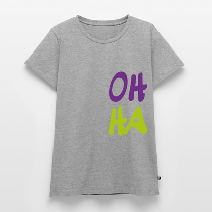 Damen Premium Bio T-Shirt - Oh ha - Grau meliert