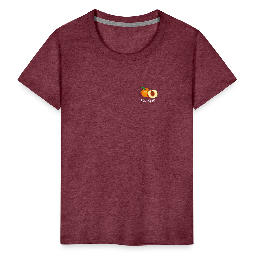 Kinder Premium T-Shirt - Plüschappel (weiss) - Bordeauxrot meliert