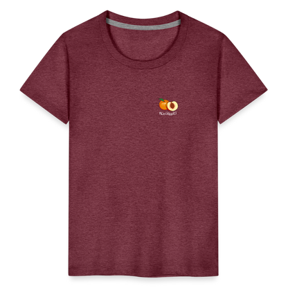 Kinder Premium T-Shirt - Plüschappel (weiss) - Bordeauxrot meliert