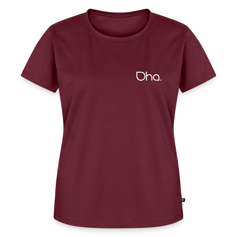 Oha (weiß) - Damen Premium Bio T-Shirt - Burgunderrot